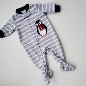$5 Add ON * Penguin  striped soft fleece sleeper